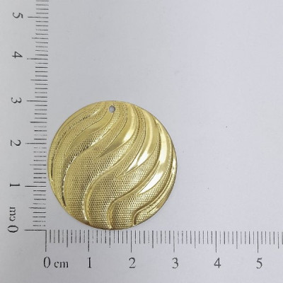 AC LATÃO REDONDO 28MM ONDAS LISO E CLICADO 1 FURO