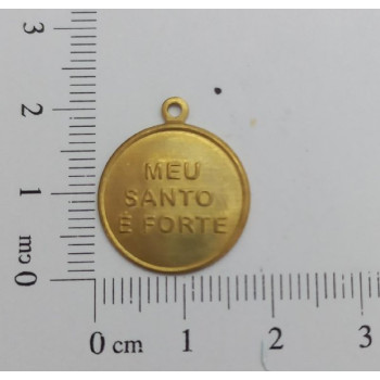 AC LATÃO REDONDO M 16,5MM MEU SANTO É FORTE 1 ARG