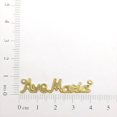 AC LATÃO ESCRITA AVE MARIA RESINA 2 ARG
