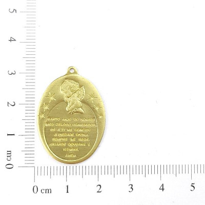 AC LATÃO MEDALHA OVAL ORAÇÃO ANJO DA GUARDA 1 ARG