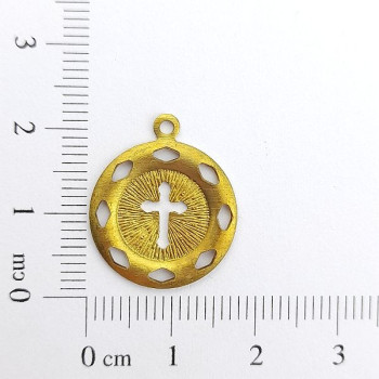 AC LATÃO REDONDO CRUZ VZD 16,5MM FUROS 1 ARG