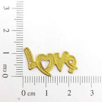 AC LATÃO ESCRITA LOVE PONTILHADOS 1 FURO