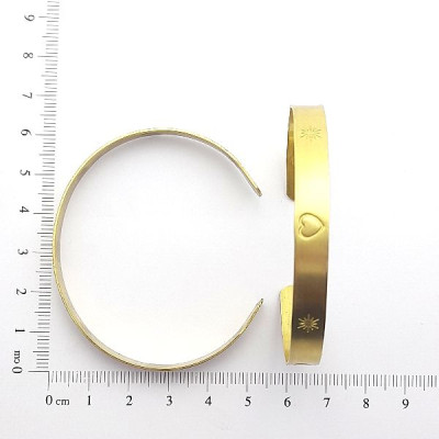 AC LATÃO BRACELETE CORAÇÃO E ESTRELA S/ FURO