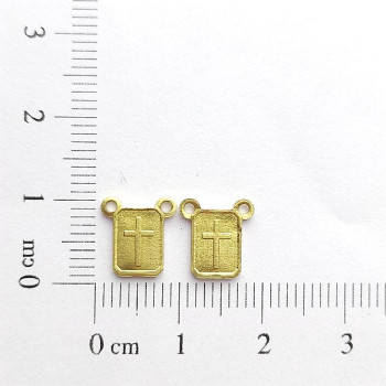 AC LATÃO MINI ESCAPULÁRIO CRUZ FRENTE E VERSO