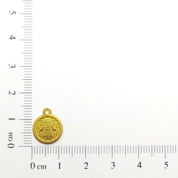 AC LATÃO REDONDO P MÃO HAMSA OLHO GREGO 1 ARG