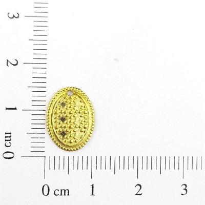 AC LATÃO OVAL TXT FLORES 1 FURO