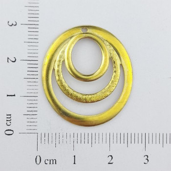 AC LATÃO OVAL TRIPLO LISO TXT MEIO 1 FURO