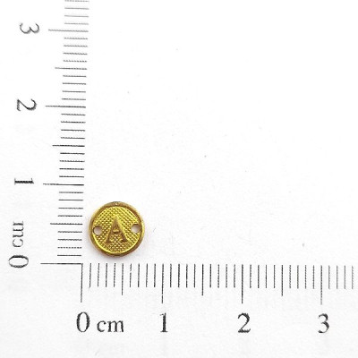 AC LATÃO REDONDO P TXT LETRA A 2 FUROS