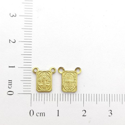 AC LATÃO MINI ESCAPULÁRIO SÃO BENTO FRENTE E VERSO