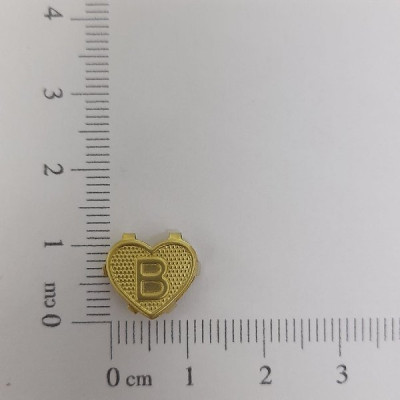 AC LATÃO CORAÇÃO 11MM DUPLO PASSANTE LETRA G