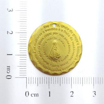 AC LATÃO MEDALHA VÓRTICE AVE MARIA 23,5 1 FURO