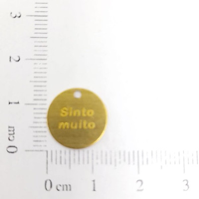 AC LATÃO REDONDO 13MM SINTO MUITO 1 FURO