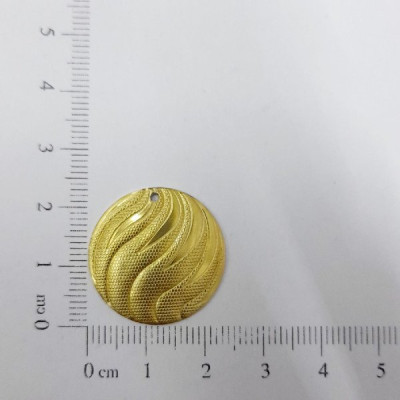 AC LATÃO REDONDO 21MM ONDAS LISO E CLICADO 1 FURO