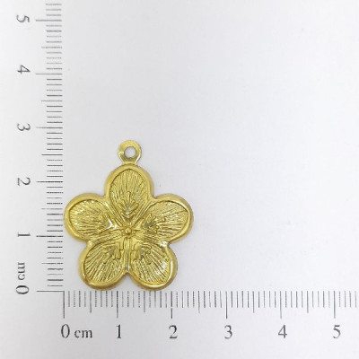 AC LATÃO FLOR 25MM TXT 5 PETÁLAS 1 ARG