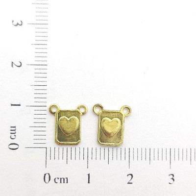 AC LATÃO MINI ESCAPULÁRIO CORAÇÃO FRENTE E VERSO