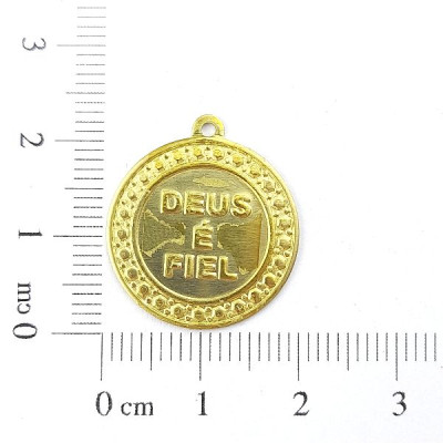 AC LATÃO MEDALHA DEUS É FIEL RESINA 1 ARG