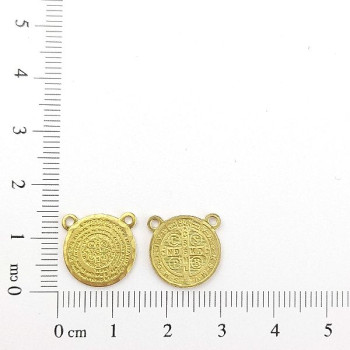 AC LATÃO ESCAPULARIO A CRUZ SAGRADA FRENTE E VERSO