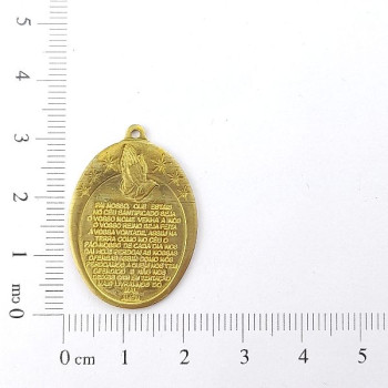 AC LATÃO MEDALHA OVAL ORAÇÃO PAI NOSSO 1 ARG