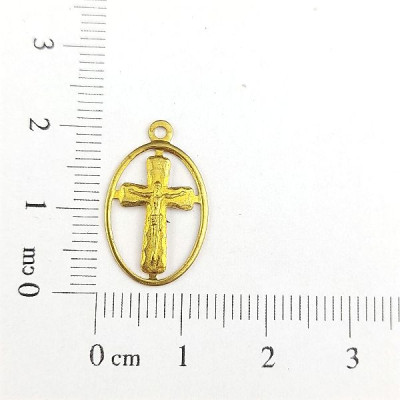 AC LATÃO OVAL VZD CRUZ COM CRISTO 1 ARG