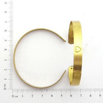 AC LATÃO BRACELETE CORAÇÃO E ESTRELA 2 FUROS