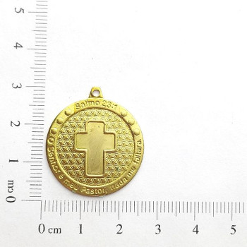 AC LATÃO REDONDO SALMOS 23:1 CRUZ CHEIA 1 ARG