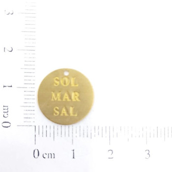 AC LATÃO REDONDO 13MM SOL, MAR, SAL 1 FURO