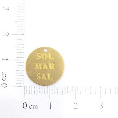 AC LATÃO REDONDO 13MM SOL, MAR, SAL 1 FURO