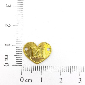 AC LATÃO CORAÇÃO LETRA M 2 FUROS