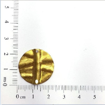 AC LATÃO REDONDO 21,3MM AMASSADO 2 FUROS