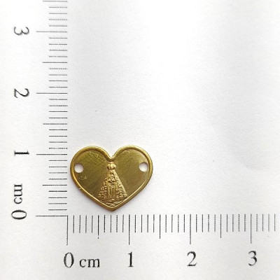 AC LATÃO CORAÇÃO M NSS SRA APARECIDA 2 FUROS