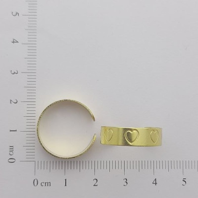 AC LATÃO ANEL REGULAVÉL FINO CORAÇÕES 2 FUROS