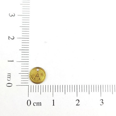 AC LATÃO REDONDO P TXT LETRA A 1 FURO