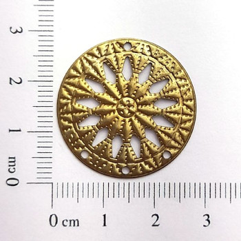 AC LATÃO REDONDO M VAZADO 1 FURO CIMA 3 FUROS BAIXO