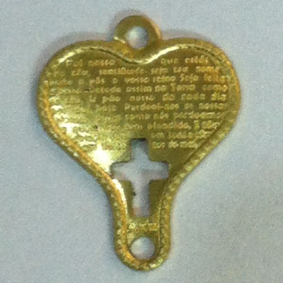 AC LATÃO CORAÇÃO COMPRIDO CRUZ 1 ARG 1 FURO