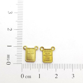 AC LATÃO MINI ESCAPULÁRIO CRUZ PAI NOSSO