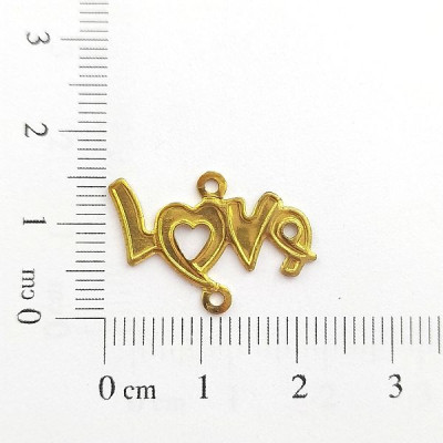 AC LATÃO ESCRITA LOVE RESINA 1 ARG CIMA 1 ARG BAIXO