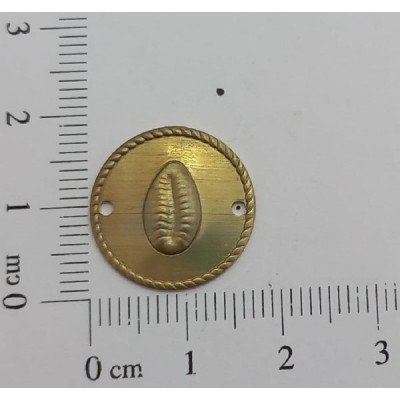 AC LATÃO REDONDO 16,5MM BÚZIOS BORDA 2 FUROS