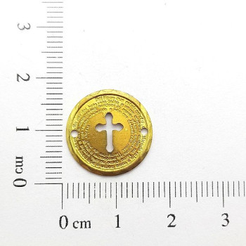 AC LATÃO REDONDO CRUZ MEIO 16,5MM 2 FUROS