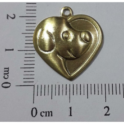 AC LATÃO CORAÇÃO CACHORRO RESINA 1 ARG