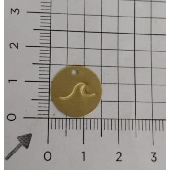 AC LATÃO REDONDO 14MM ONDA DO MAR 1 FURO