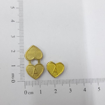 AC LATÃO CORAÇÂO 11MM DUPLO PASSANTE LETRA Ã