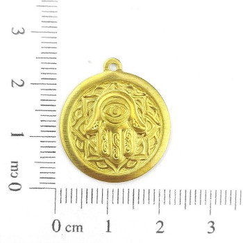 AC LATÃO REDONDO M MÃO HAMSA OLHO GREGO 1 ARG